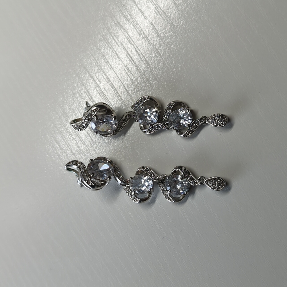 Silver Rhinestone Statement Drop Earrings